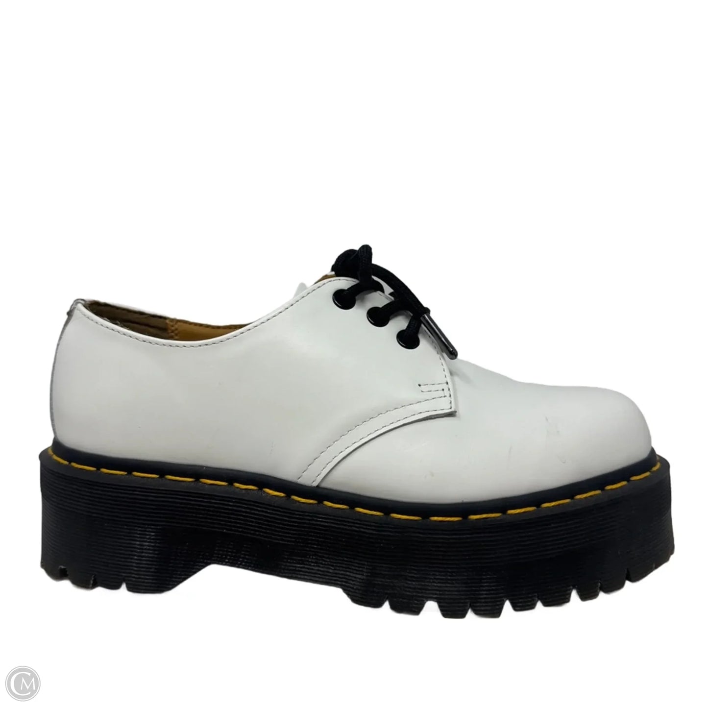 1461 Quad Smooth Leather Platform Oxfords By Dr Martens In White, Size: 8