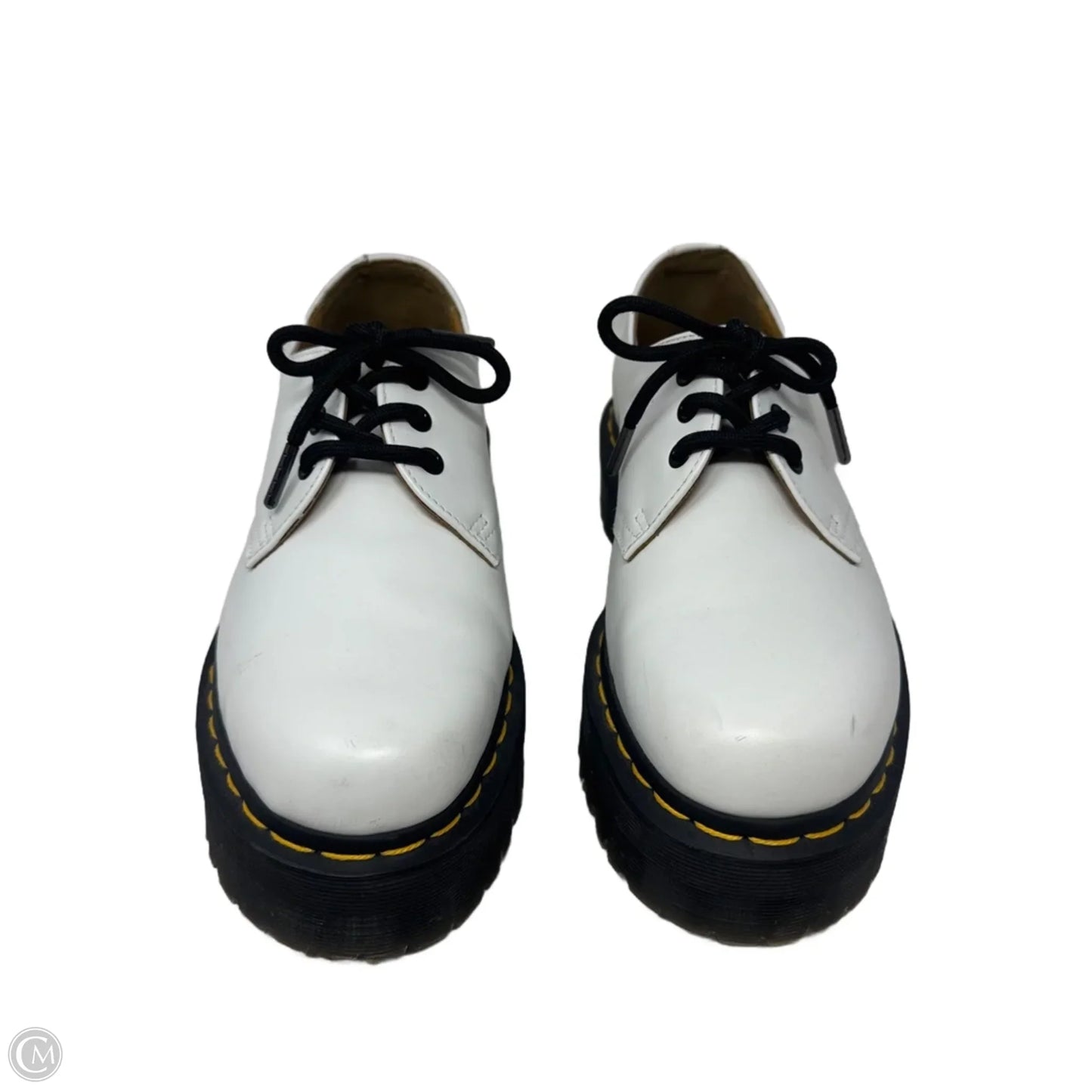 1461 Quad Smooth Leather Platform Oxfords By Dr Martens In White, Size: 8