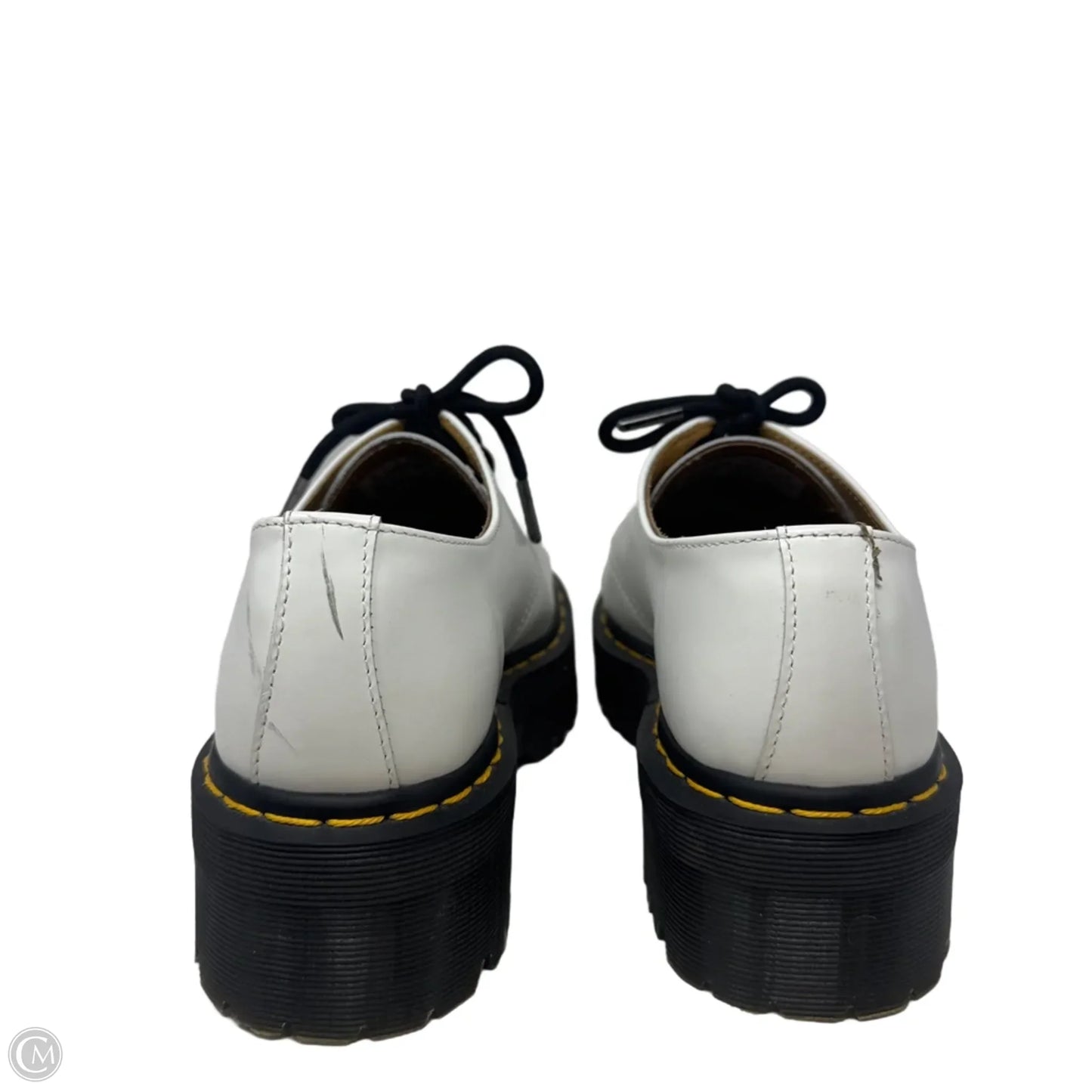 1461 Quad Smooth Leather Platform Oxfords By Dr Martens In White, Size: 8