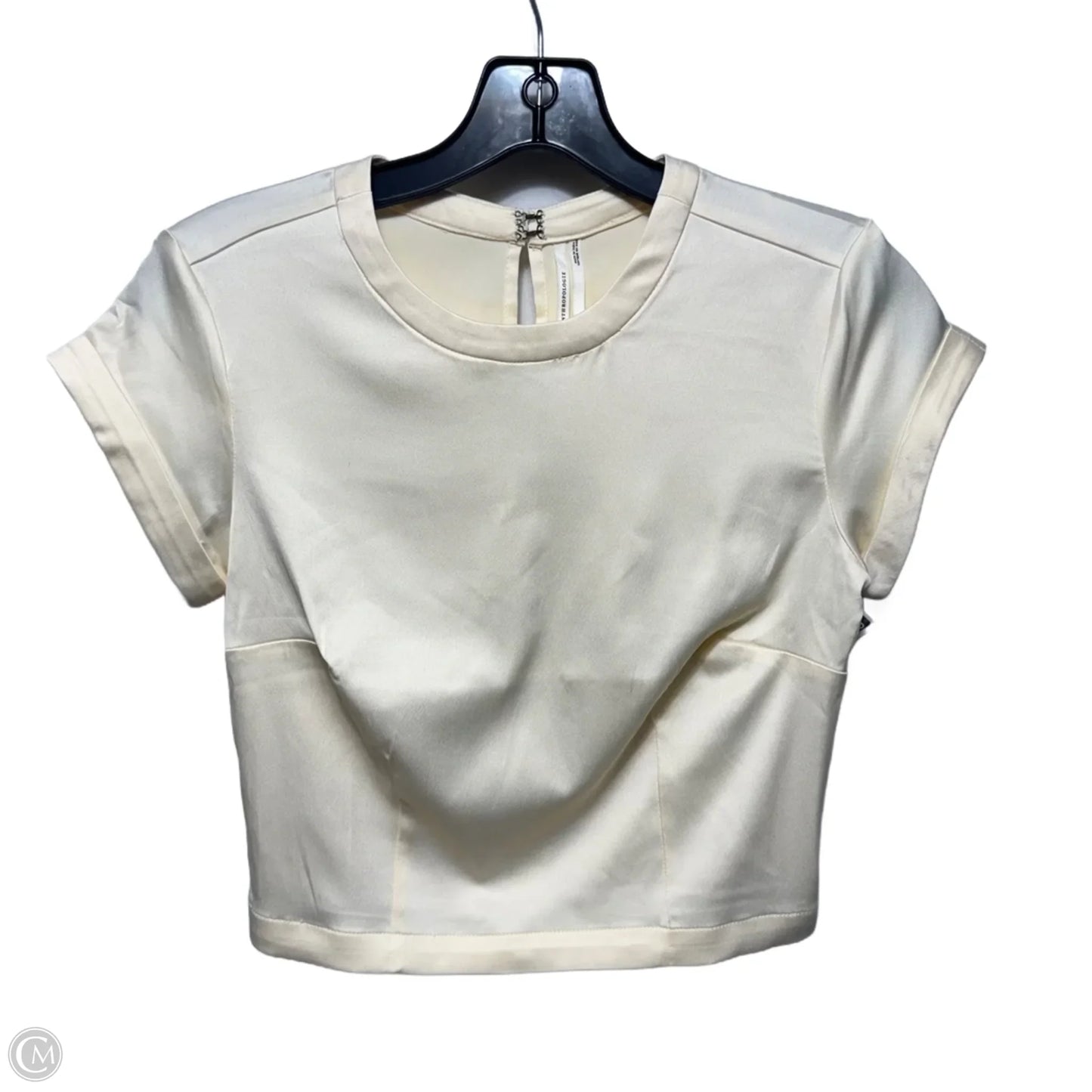Cropped Top Short Sleeve By Anthropologie In Cream, Size: Xs