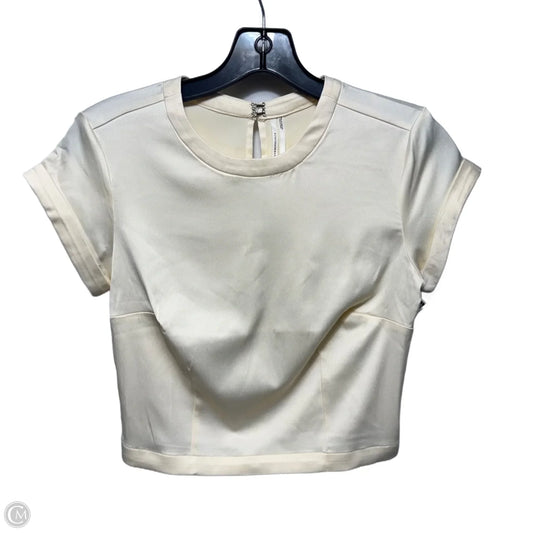 Cropped Top Short Sleeve By Anthropologie In Cream, Size: Xs