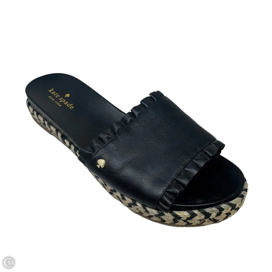 Espadrille Slide Sandals Designer By Kate Spade In Black, Size: 8.5