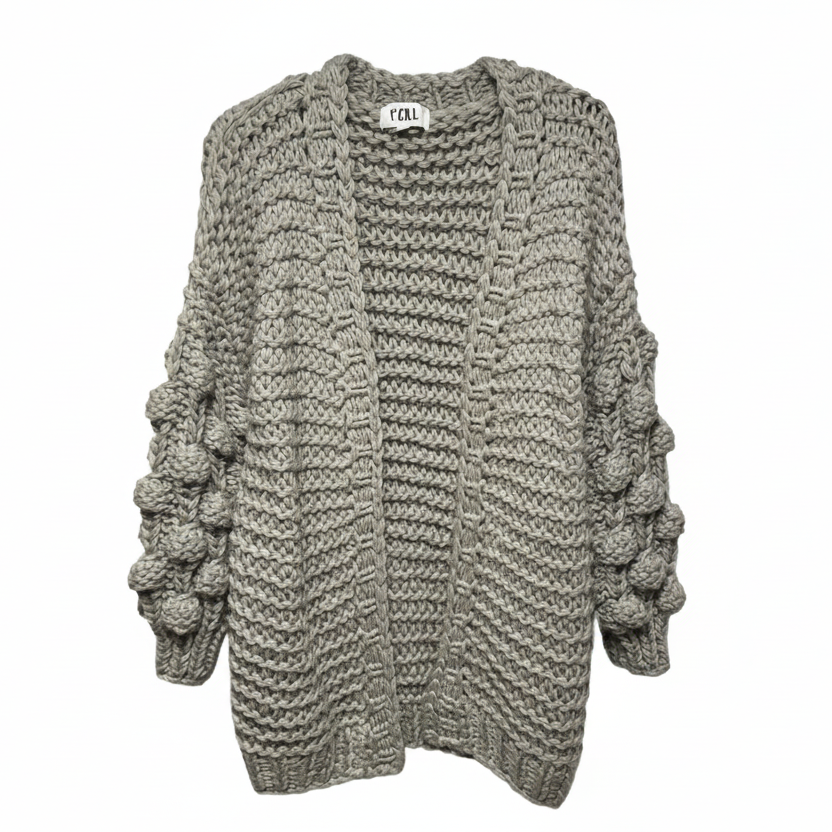 Cardigan Sweater By P Cill In Grey, Size: M
