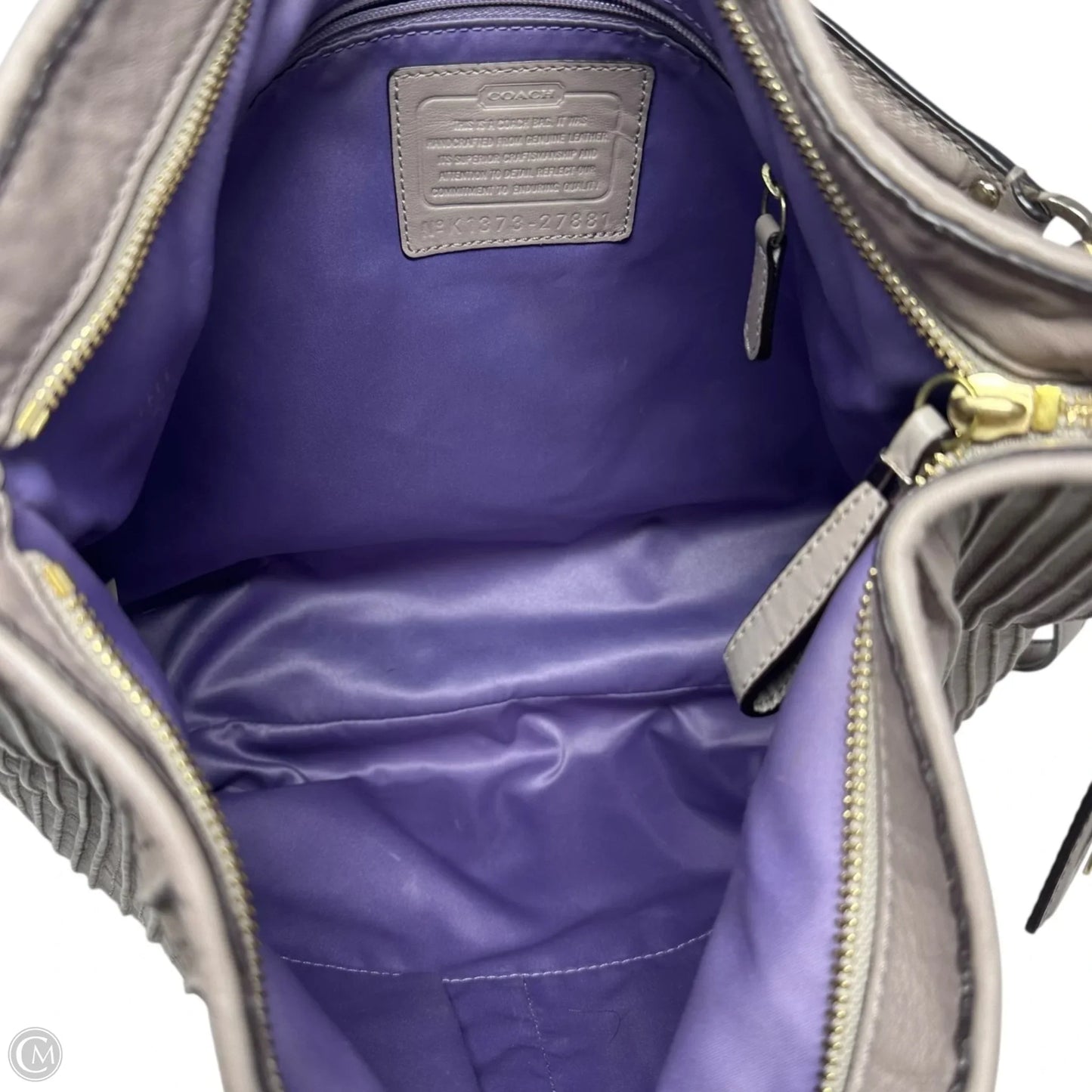 Madison Pintuck Hobo Handbag Designer By Coach, Size: Large