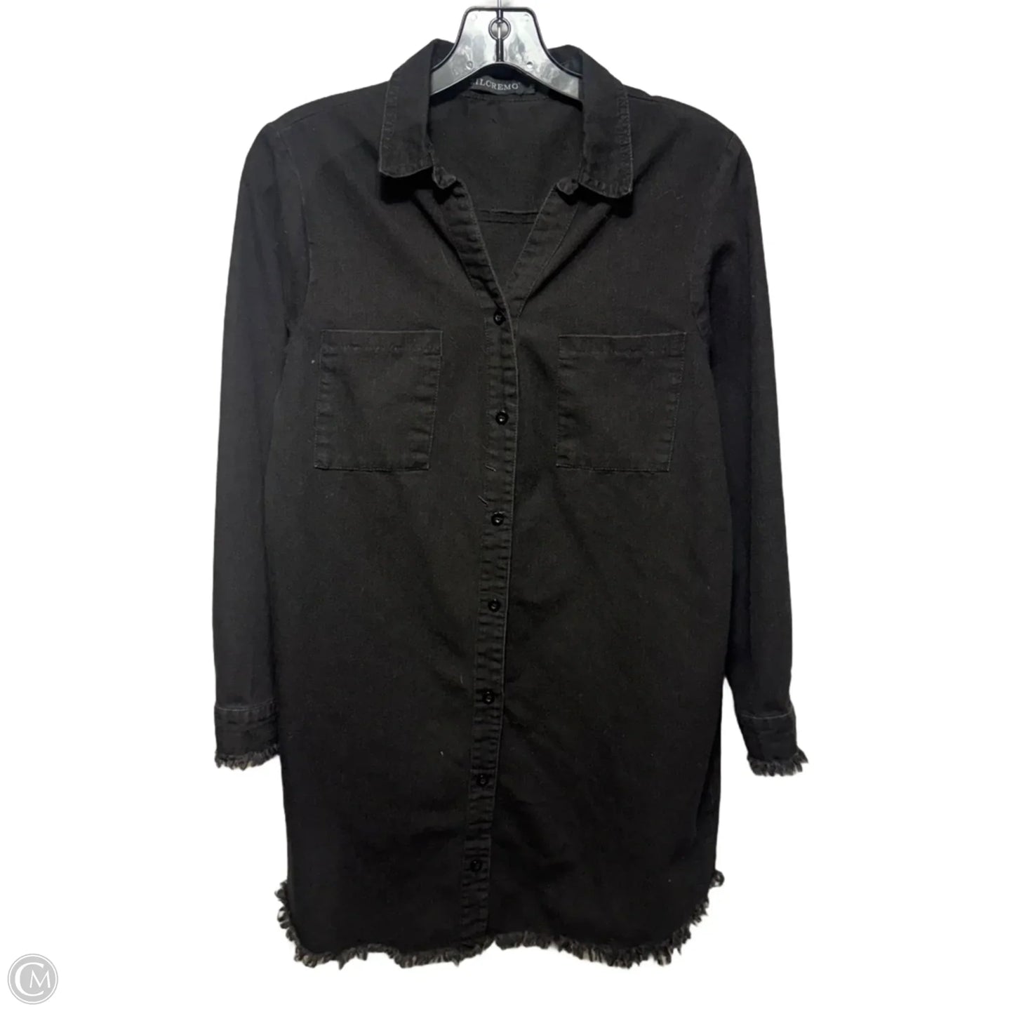 Distressed Tunic Long Sleeve Top By Zilcremo In Black, Size: S