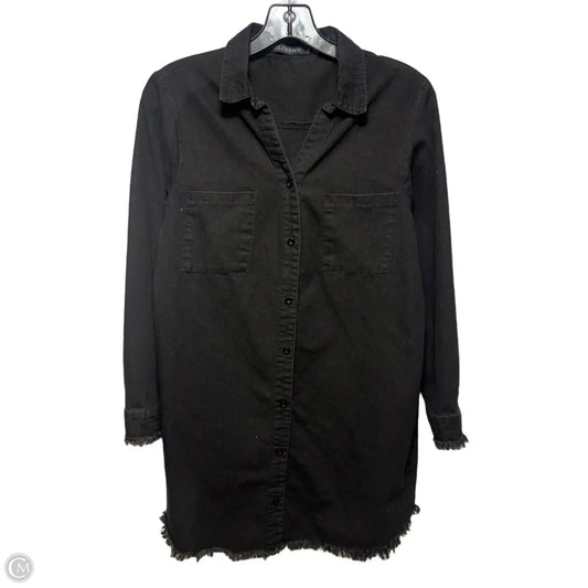 Distressed Tunic Long Sleeve Top By Zilcremo In Black, Size: S