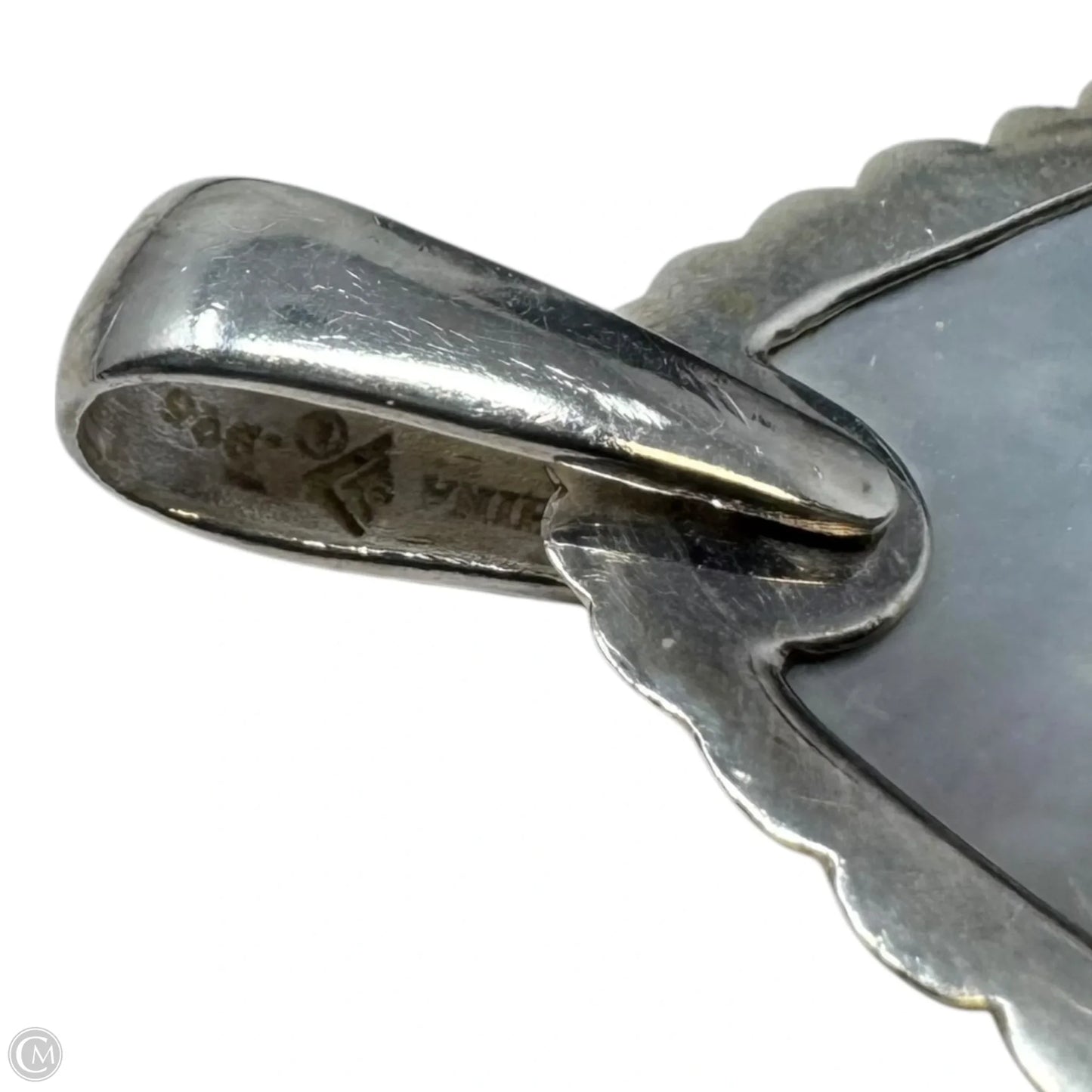 Etched Black Lip Shell Sterling Silver Pendant By Silpada