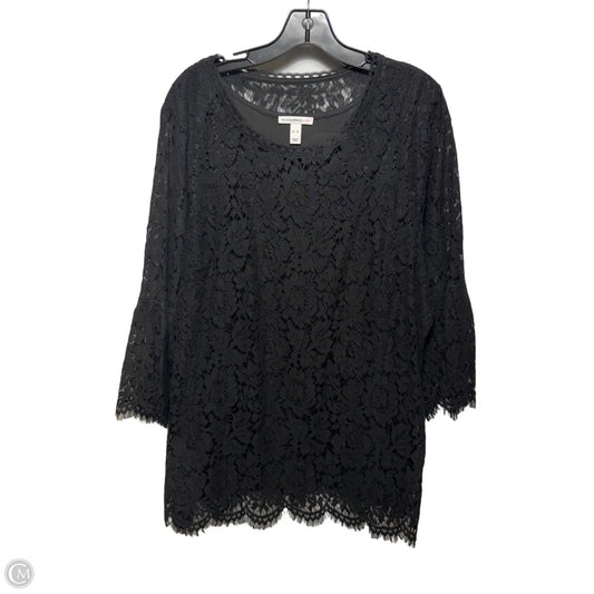 Top Long Sleeve By Isaac Mizrahi Live Qvc In Black, Size: Xl