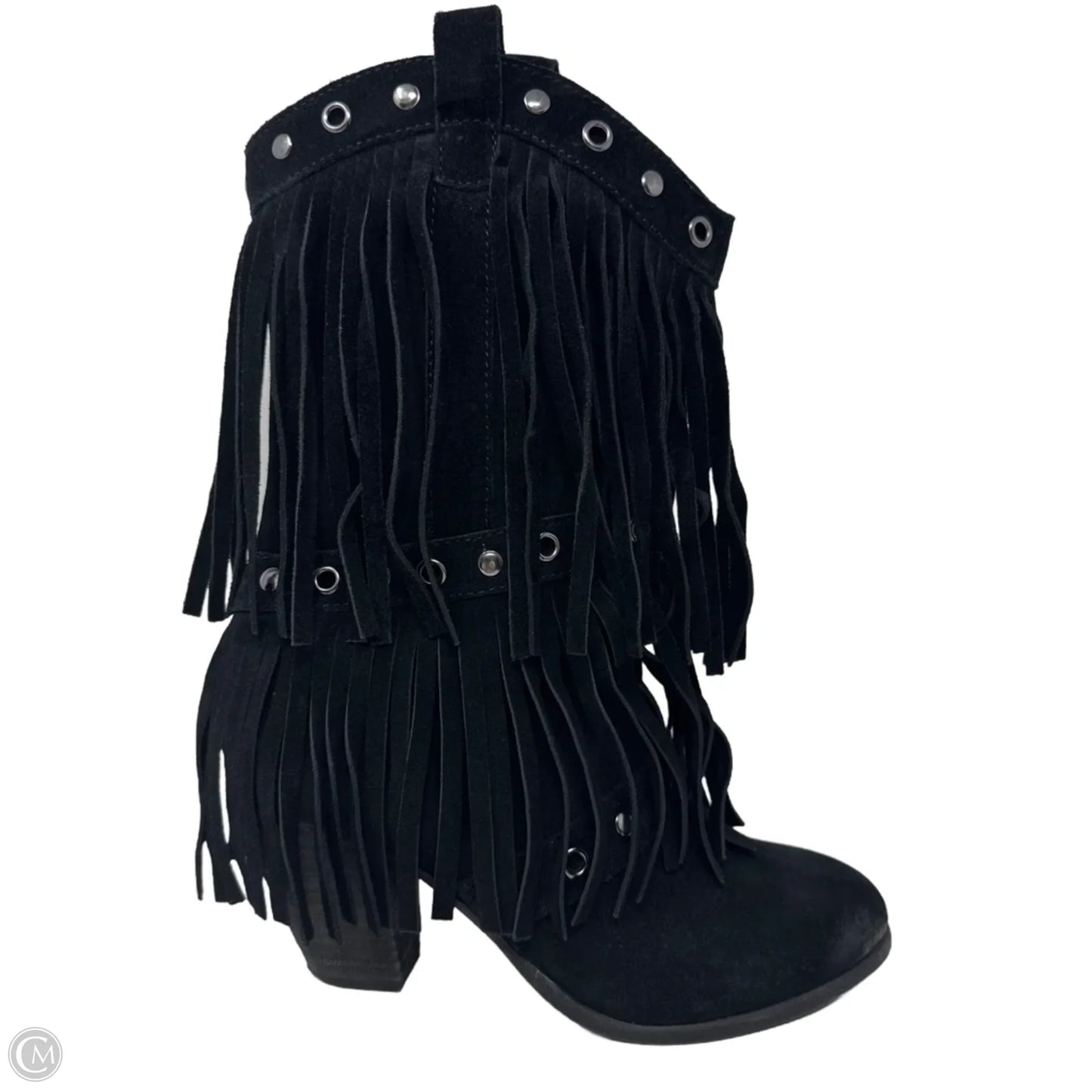 Fringe Boots Ankle Heels By Naughty Monkey In Black, Size: 7