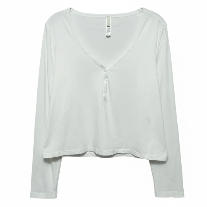 New Vintage Long Sleeve Cropped Henley By Skims In Snow, Size: 4x