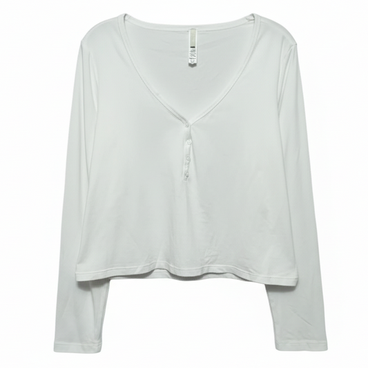 New Vintage Long Sleeve Cropped Henley By Skims In Snow, Size: 4x