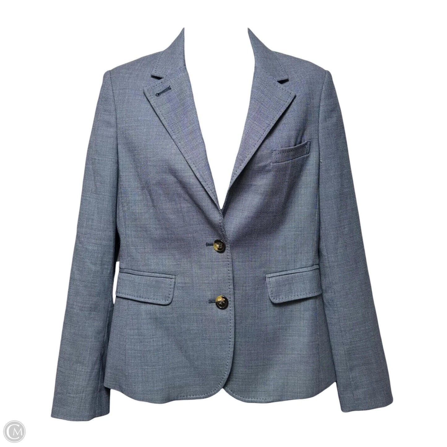 Stretch Wool Blazer Designer By Tory Burch In Blue, Size: 4