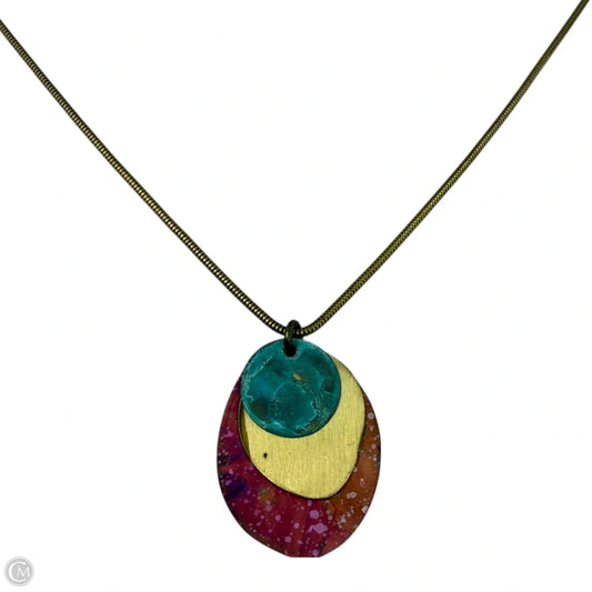 Layered Patina Metal Pendant Necklace By