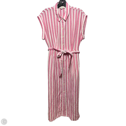 Linen Blend Dress Casual Maxi By Loft In Striped Pattern, Size: 4