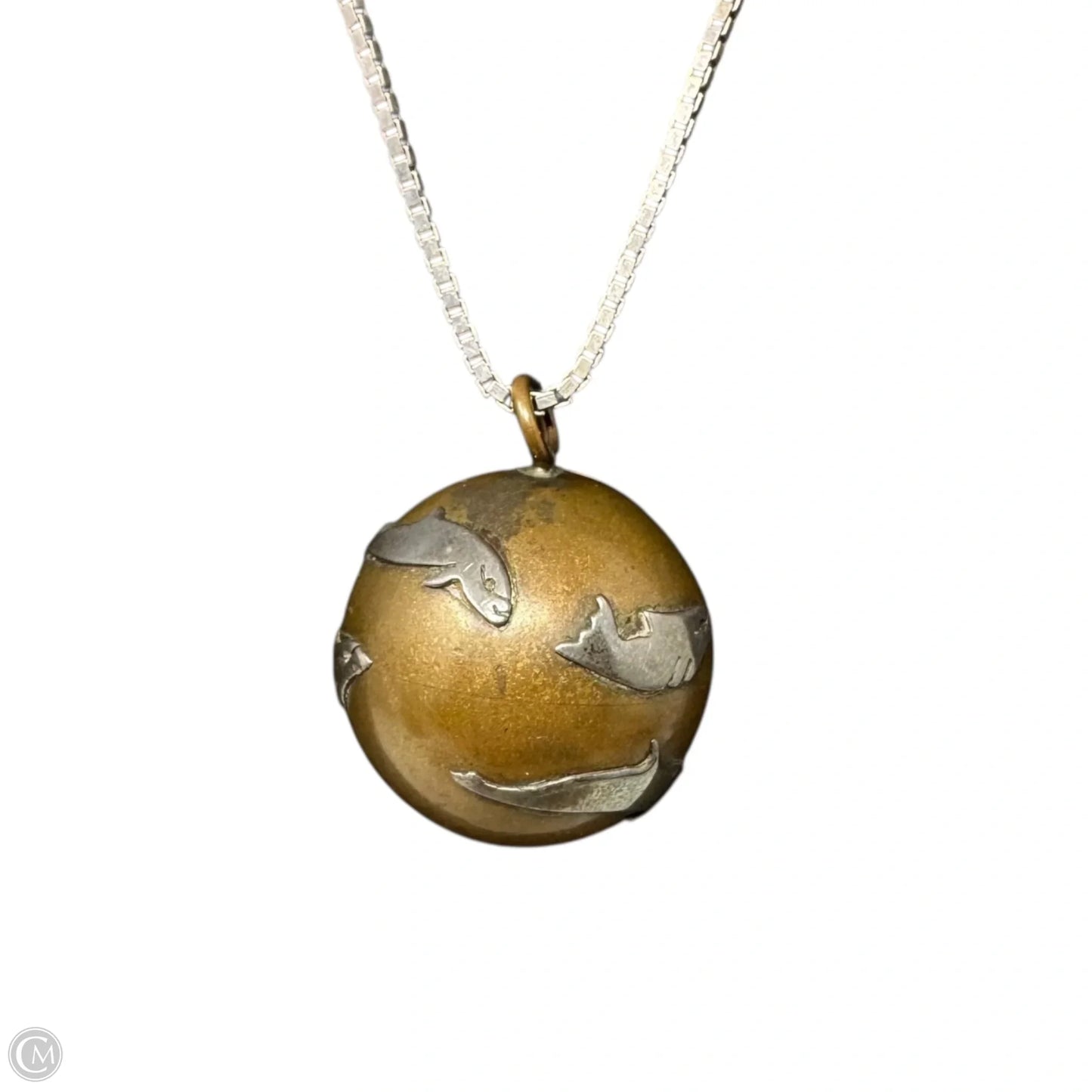 Nautical Bell Sphere Pendant On Sterling Chain