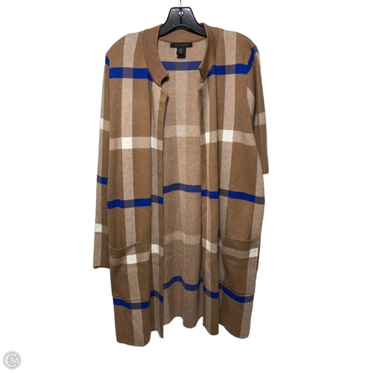 Sweater Cardigan By Tahari In Geometric Pattern, Size: Xxl