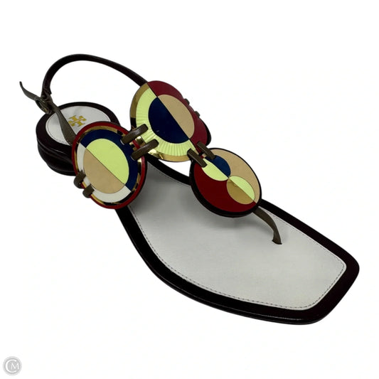 Marquetry Disc Sandals Designer By Tory Burch In Multi-colored, Size: 6