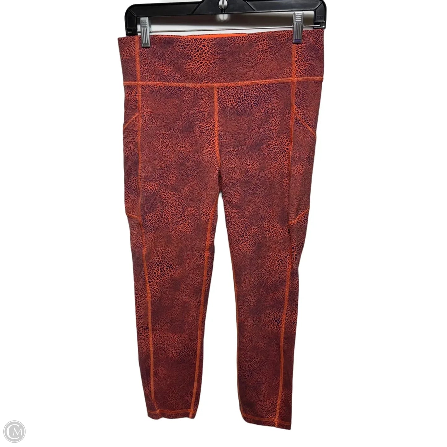 Invigorate High-Rise Tights By Lululemon In Crackle Glaze Vintage Orange Larkspur, Size: 10