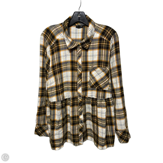 Top Long Sleeve By Torrid In Plaid Pattern, Size: 2x