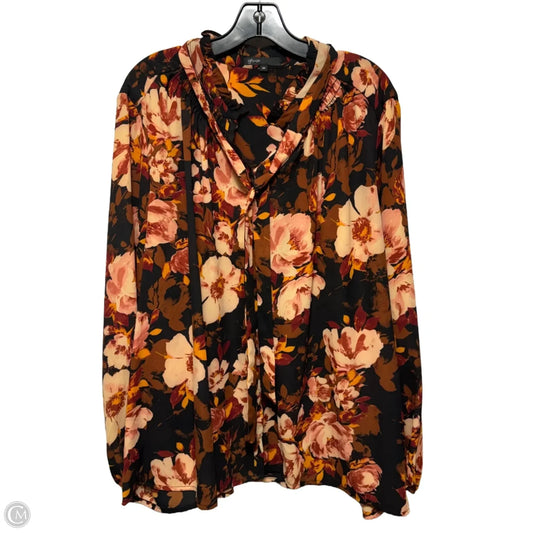 Top Long Sleeve By Gibson In Floral Print, Size: 3x