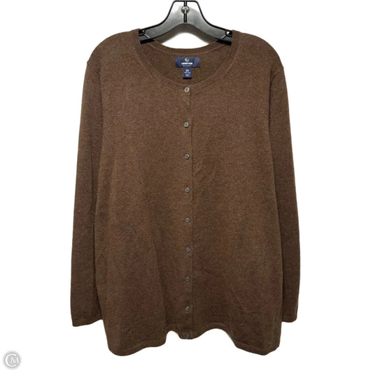Sweater Cardigan Cashmere By Lands End In Brown, Size: 2x