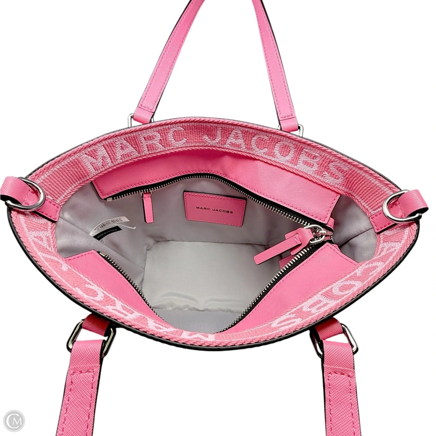 The Small Saffiano Leather Tote Bag In Candy Pink Luxury Designer By Marc Jacobs, Size: Small