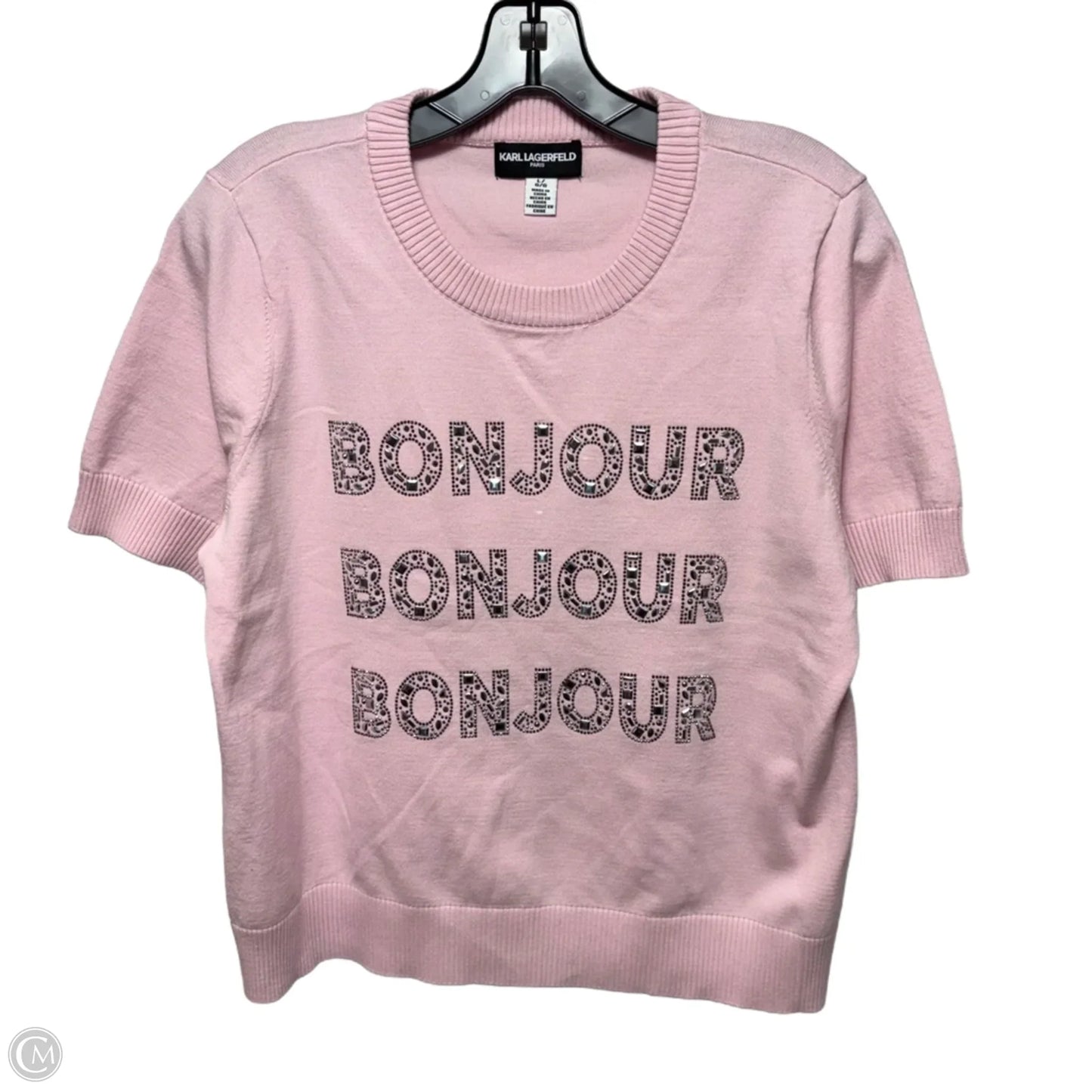 Bonjour Sweater Designer By Karl Lagerfeld In Pink, Size: L