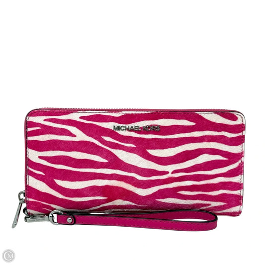 Jet Set Travel large continental wallet in dragon fruit pink zebra print calf hair Wristlet By Michael By Michael Kors, Size: Large