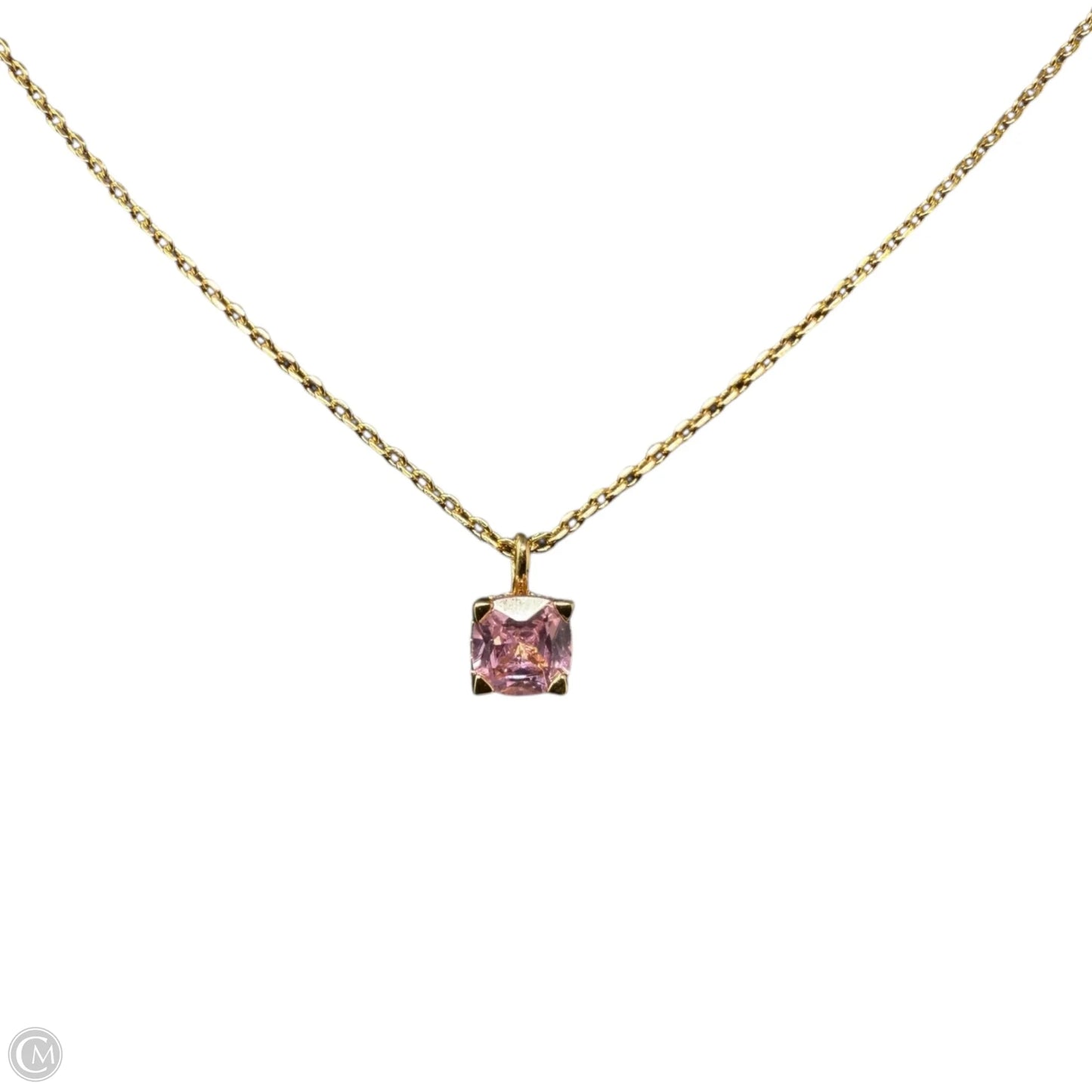 Little Luxuries Pink Square Pendant Necklace Designer By Kate Spade