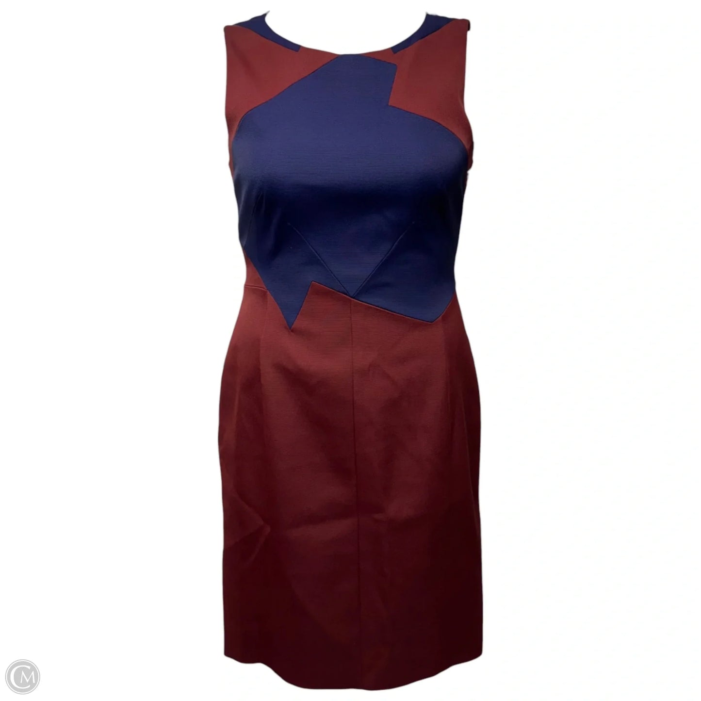 Colorblock Shift Midi Dress By Karen Millen In Blue & Red, Size: 8