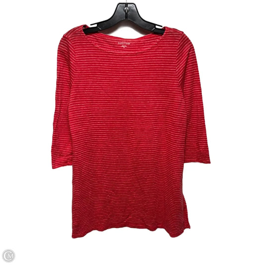 Linen Top 3/4 Sleeve By Eileen Fisher In Striped Pattern, Size: S