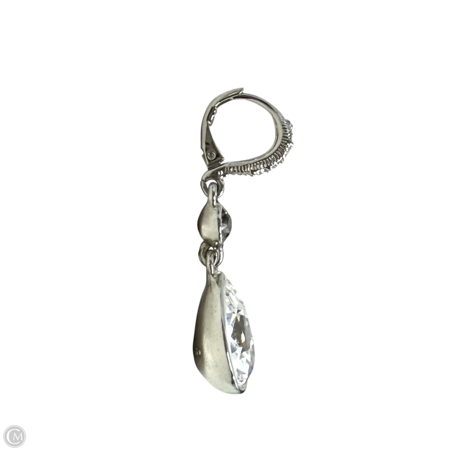 Silver Tone Crystal Teardrop Earrings Luxury Designer By Givenchy