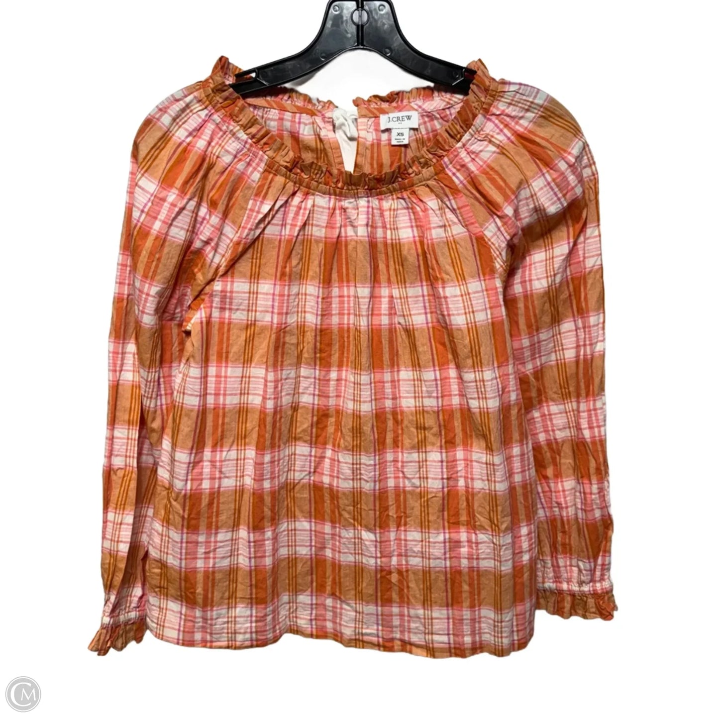 Top Long Sleeve By J. Crew In Plaid Pattern, Size: Xs