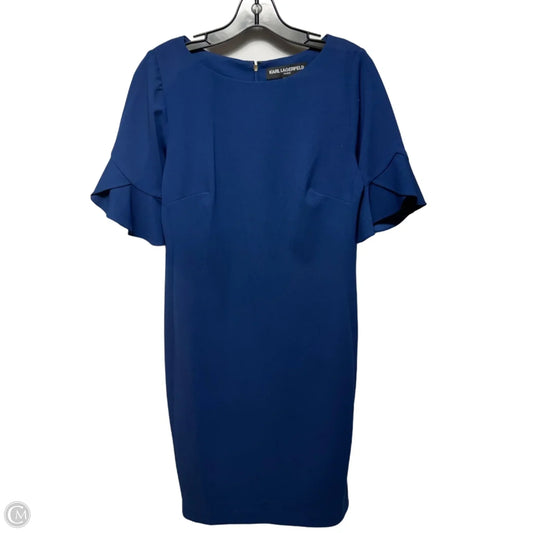 Flutter Sleeve Midi Dress Designer By Karl Lagerfeld In Blue, Size: 6