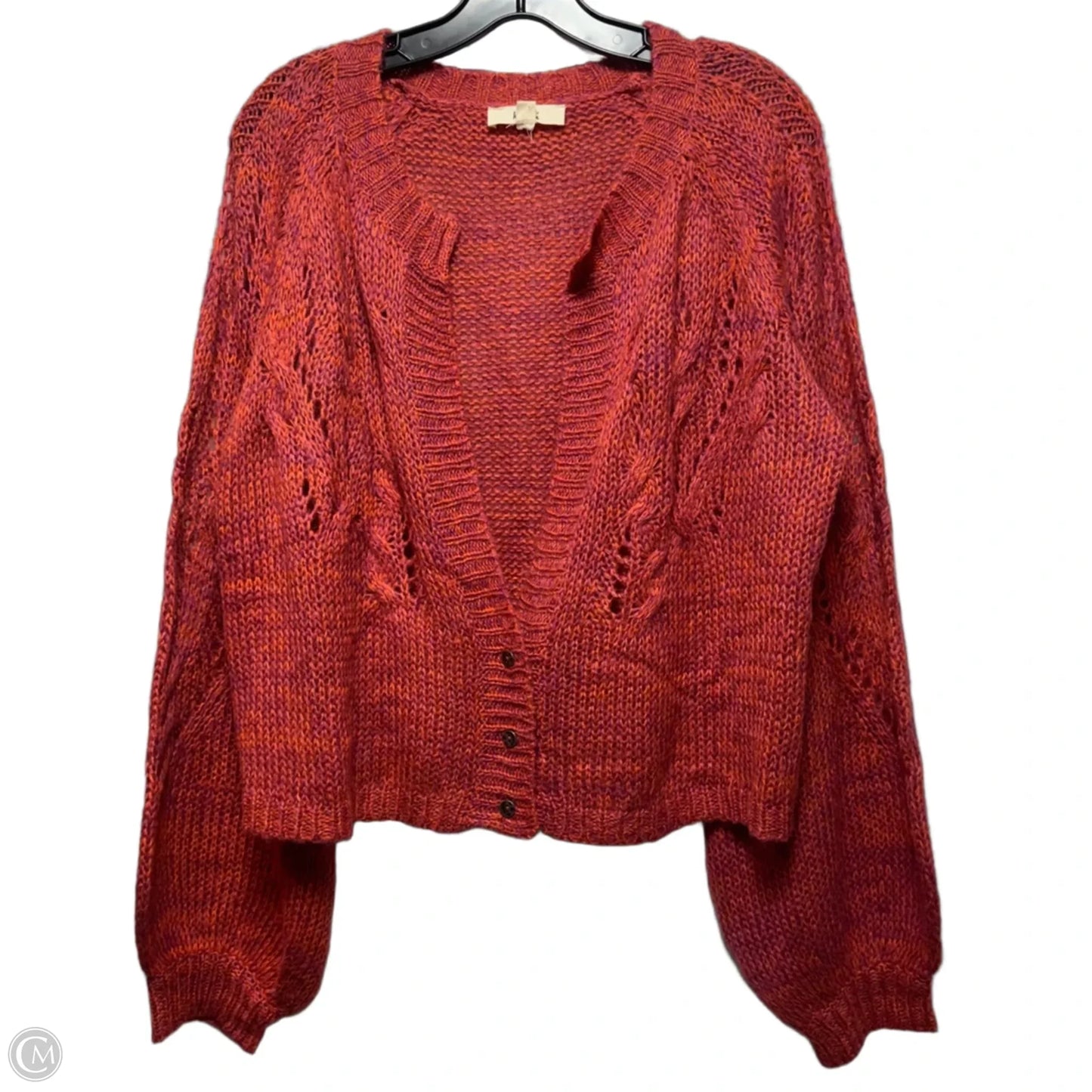 Sweater Cardigan By Kye Mia In Orange & Pink, Size: L