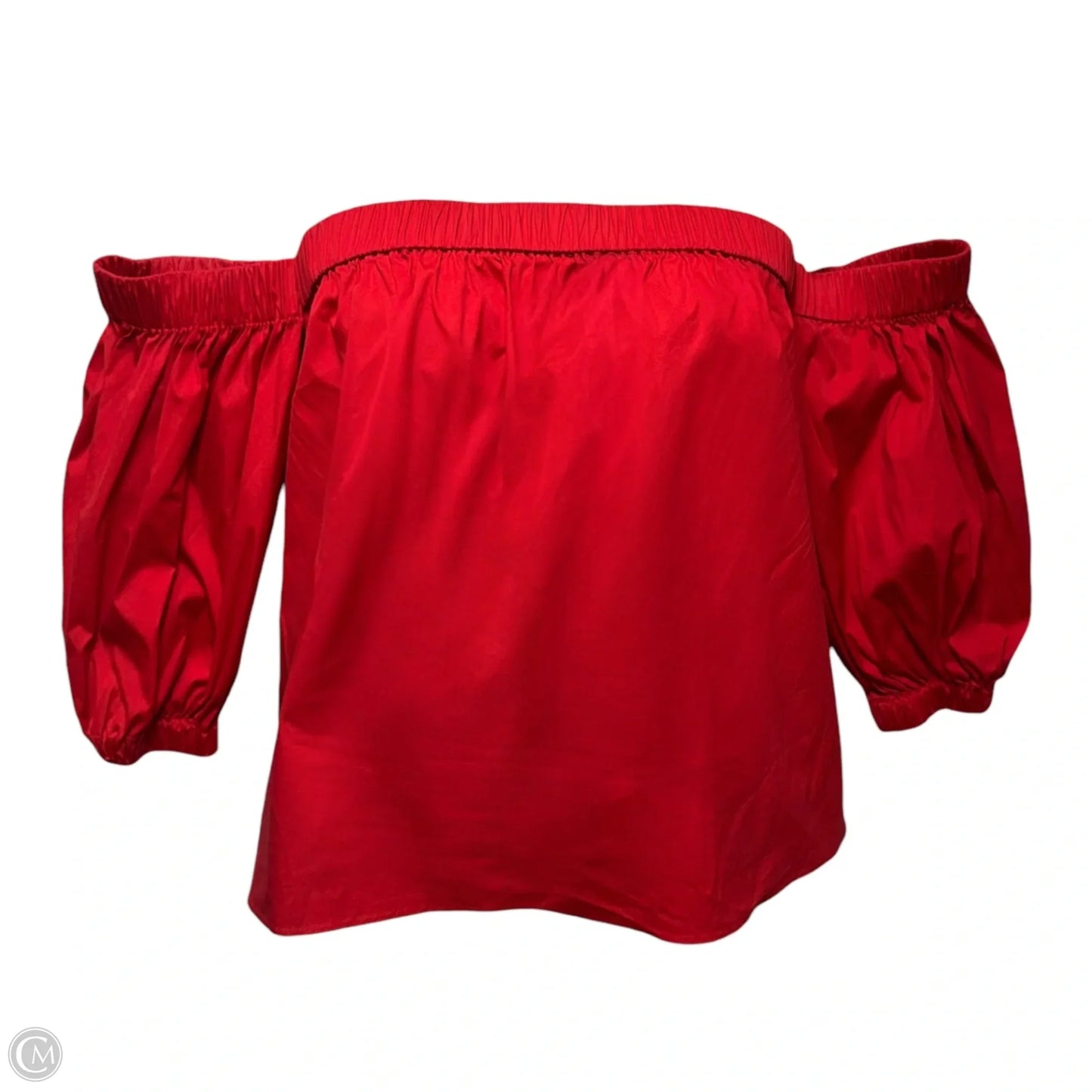 Cotton Poplin Off Shoulder Top 3/4 Sleeve Designer By Milly In Red, Size: M