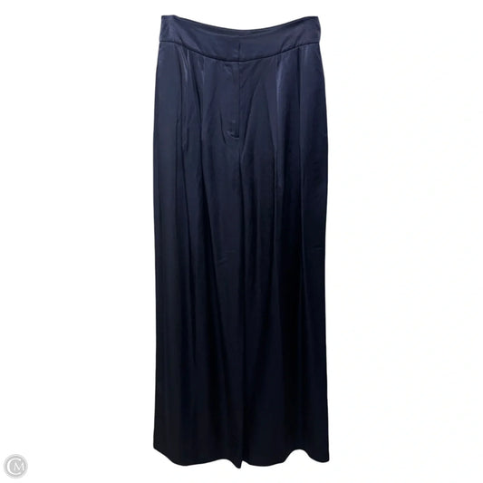 Satin Flood Length Tailored Trouser Pants Wide Leg By Ted Baker In Navy, Size: S