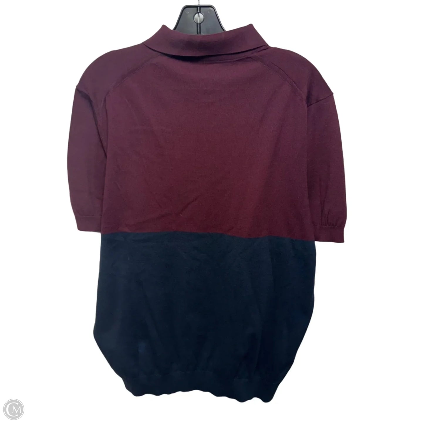 Top Short Sleeve By Club Monaco In Maroon and Navy, Size: L