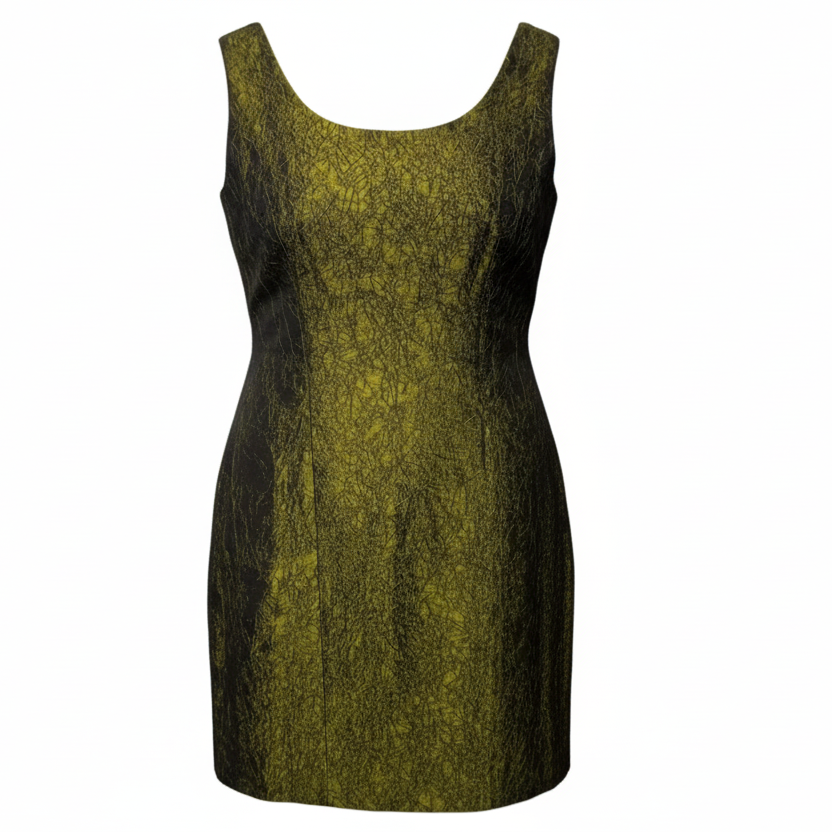 Metallic Textured Dress Party Midi By Banu Paris In Green, Size: 8