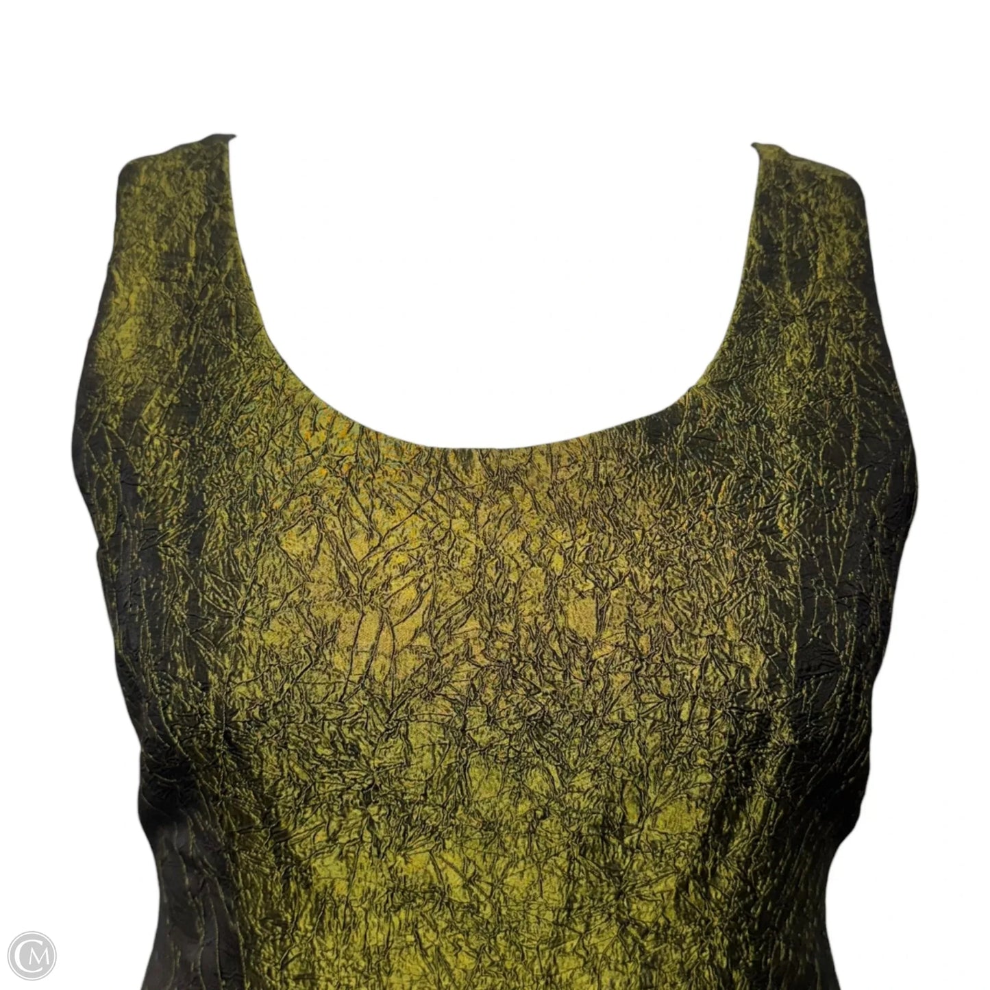 Metallic Textured Dress Party Midi By Banu Paris In Green, Size: 8