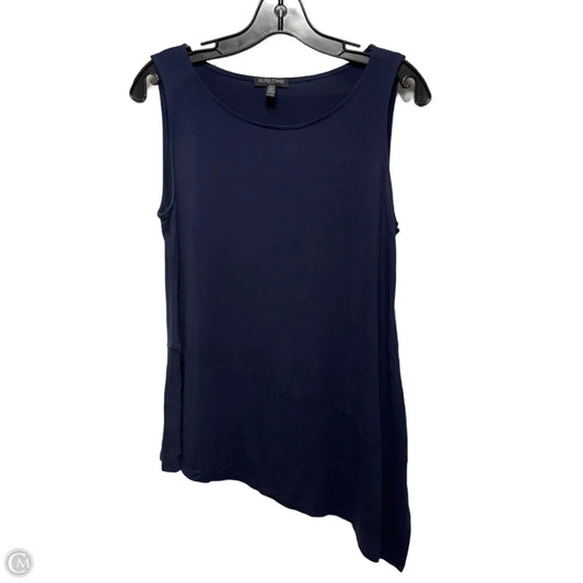 Asymmetrical Hem Top Sleeveless By Eileen Fisher In Navy, Size: Lp