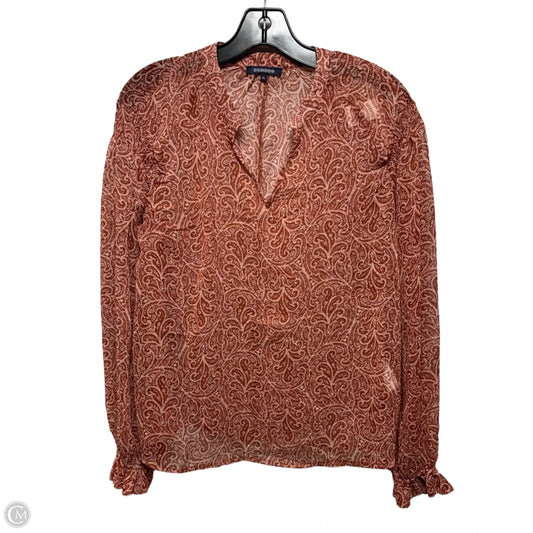 Sheer Top Long Sleeve By Bonobo In Orange & White, Size: Xl