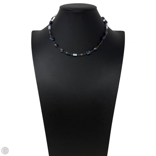 Retired Sodalite & Sterling Silver & Pearl Bead Necklace By Silpada