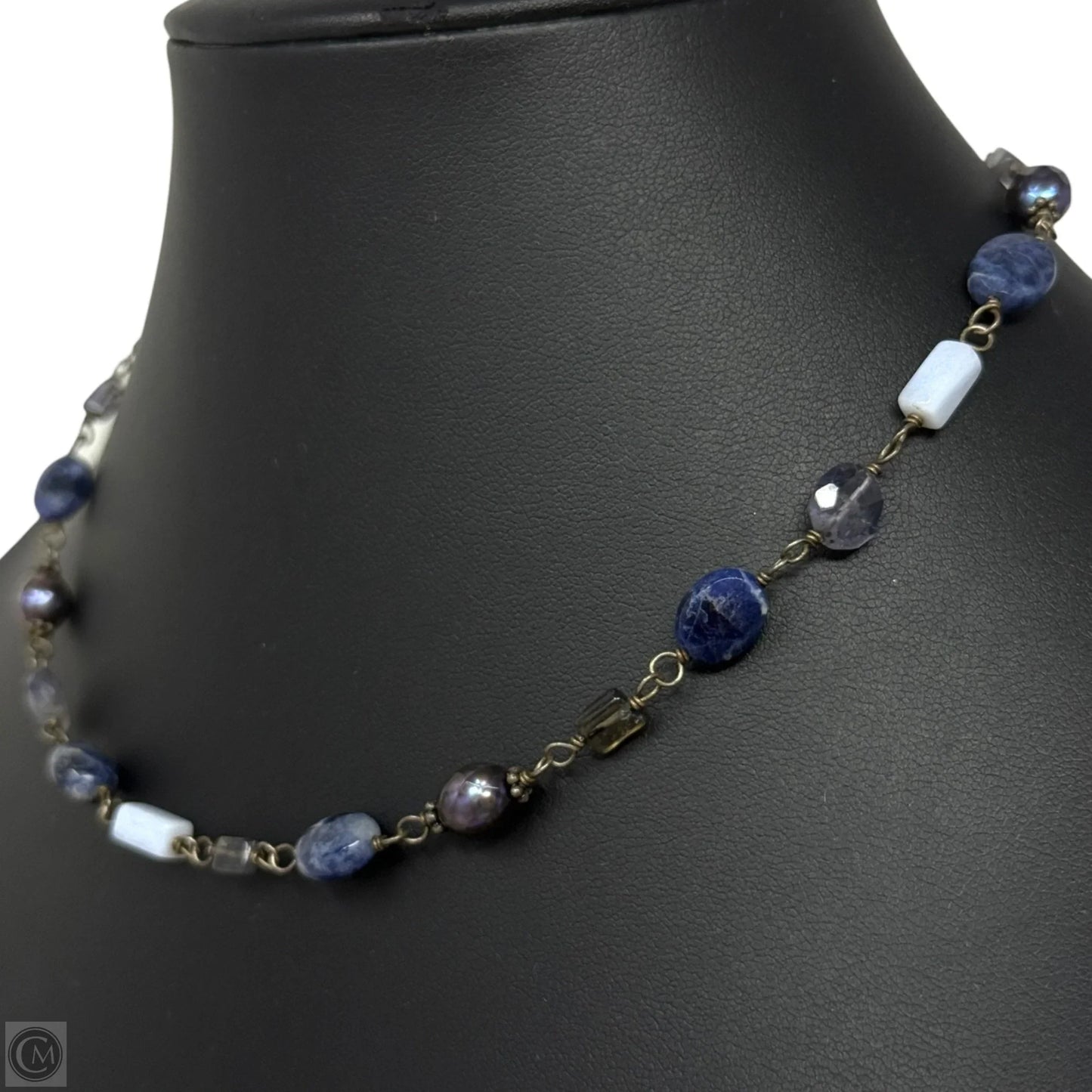 Retired Sodalite & Sterling Silver & Pearl Bead Necklace By Silpada