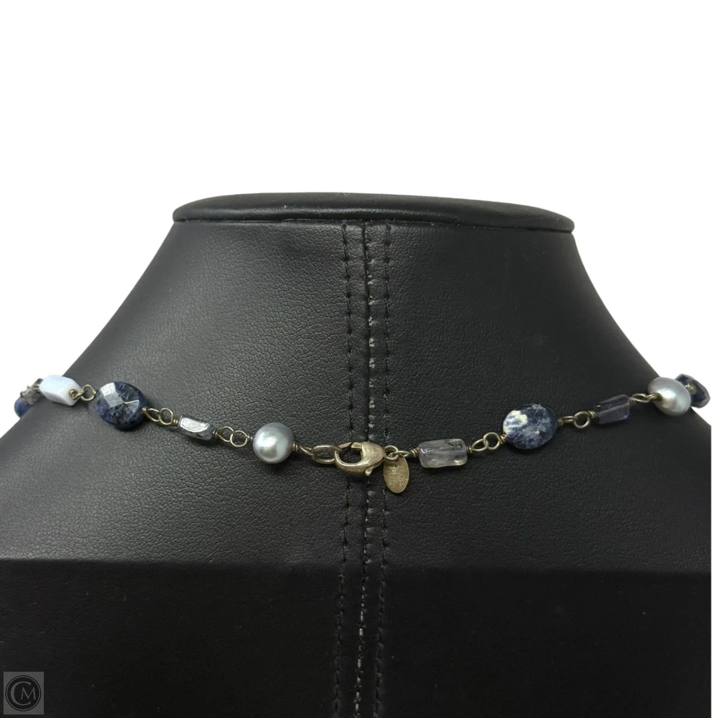 Retired Sodalite & Sterling Silver & Pearl Bead Necklace By Silpada