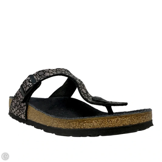 Gizeh Sandals In Metallic Stones By Birkenstock In Black, Size: 6.5