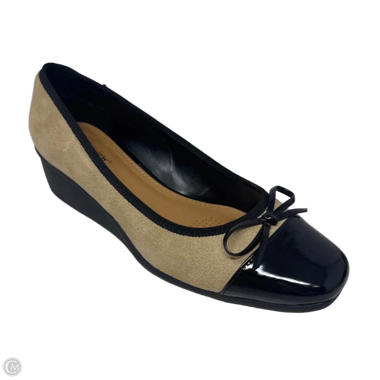 Cap Toe Wedge Shoes Heels By Comfortview In Black & Brown, Size: 10