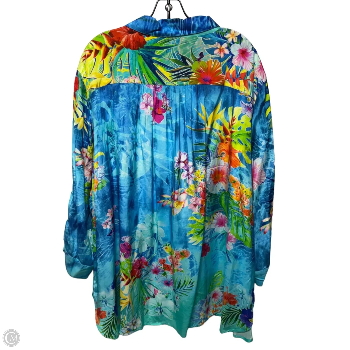 Island Dreaming Top Long Sleeve By John Mark In Tropical Print, Size: 3x