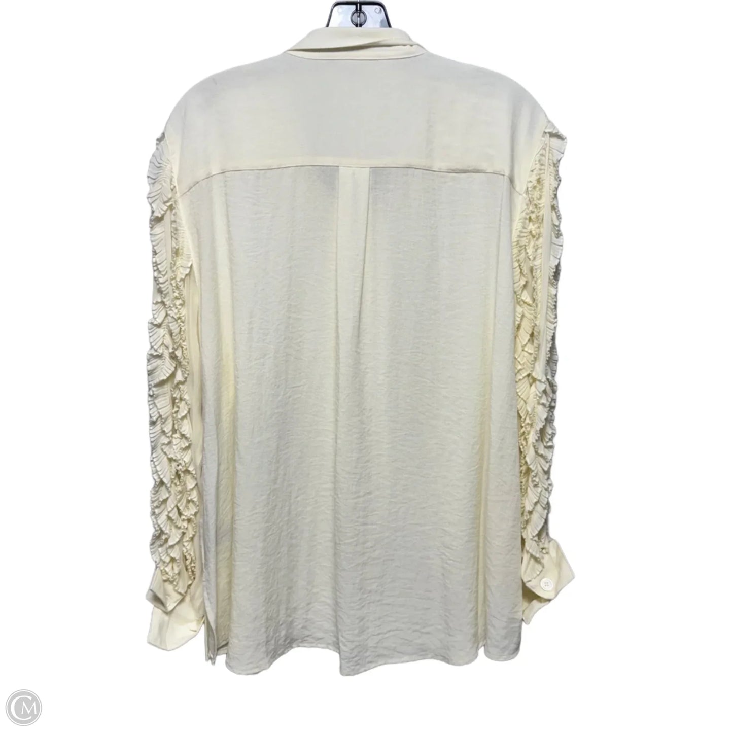 Ruffle Sleeve Top Long Sleeve By John Mark In Cream, Size: Xl