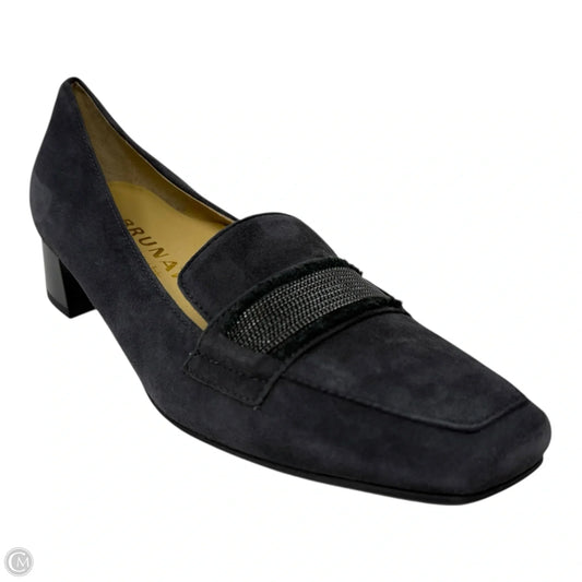 Suede Chain Embellished Loafers By Brunate In Grey, Size: 8